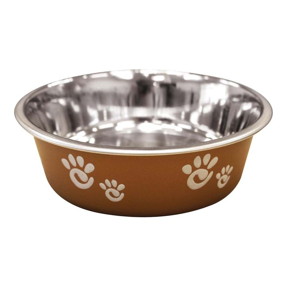 Spot Barcelona Stainless Steel Paw Print Dog Bowl Copper Finish Durable Pet Dish