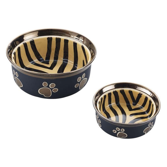 Spot Ritz Copper Rim Dog Bowl with Tiger Design in Multiple Sizes