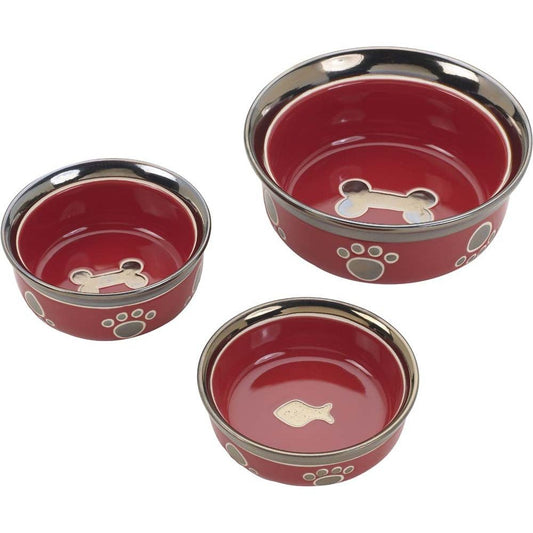Spot Ritzy Copper Rim Dog Bowl Red 1ea/5 in
