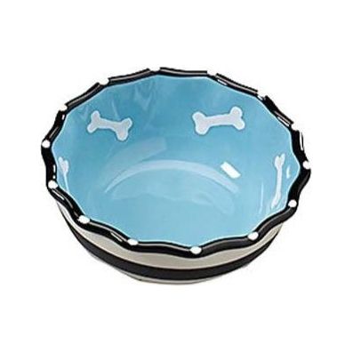 Spot Contemporary Ruffle Dog Bowl Blue 5in