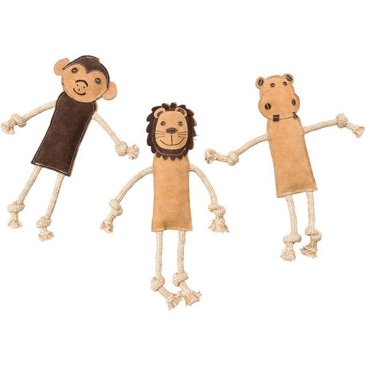 Dura-Fused Leather Jungle Dog Toy Assorted Brown, Tan 1ea/14 in