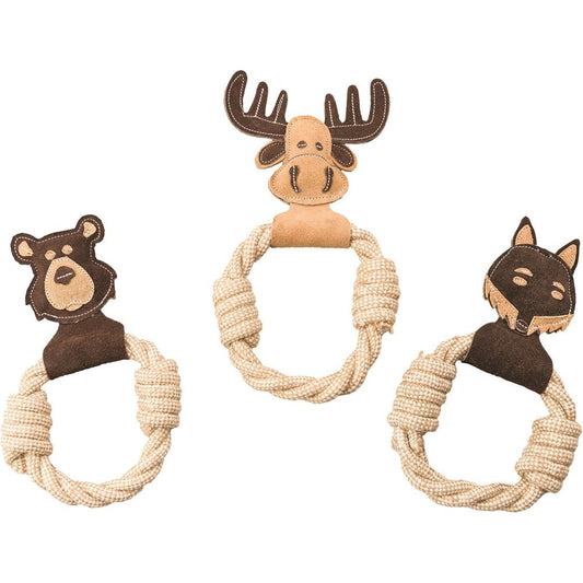 Spot Dura-Fuse Leather with Rope Ring Dog Toy Assorted 1ea/11 in