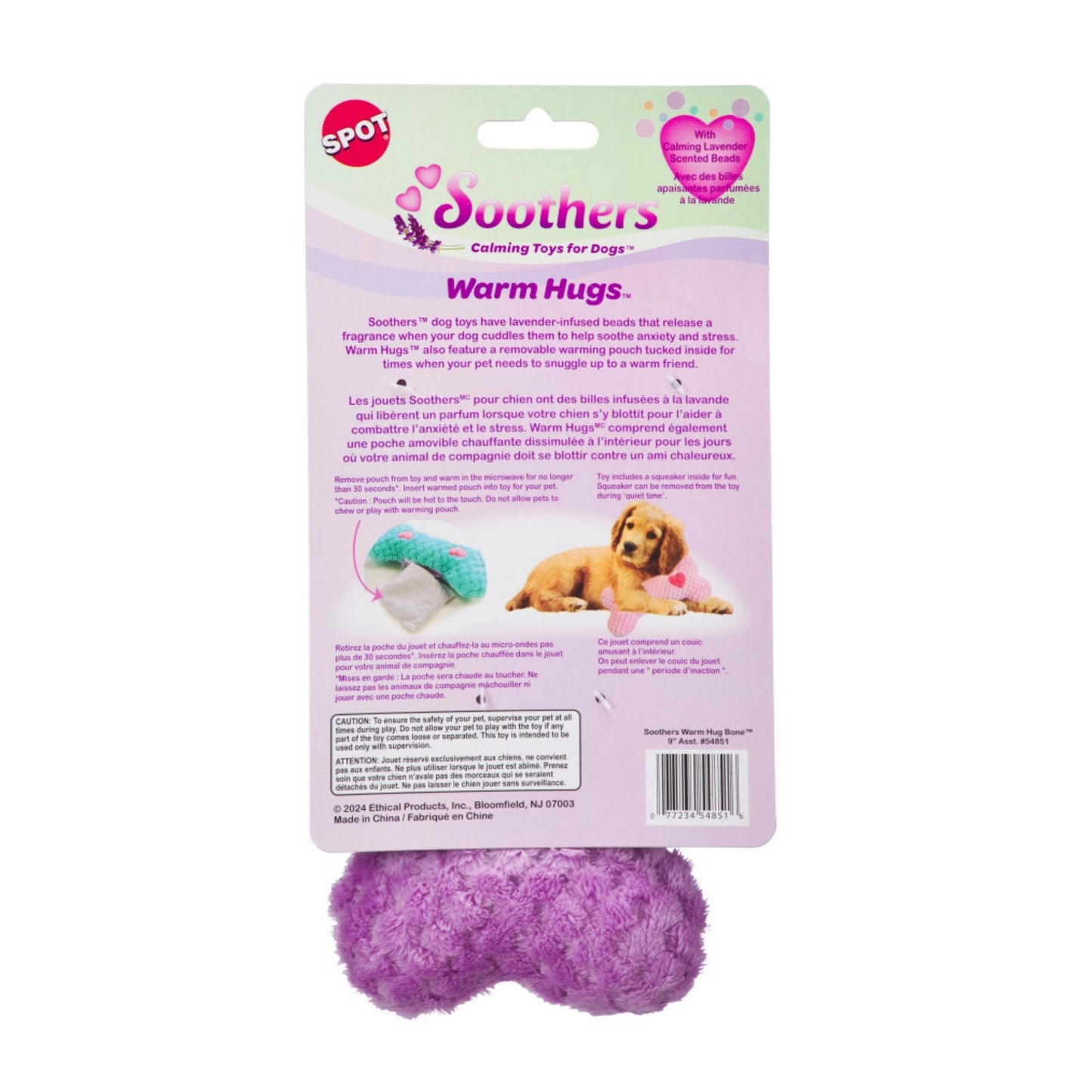 Spot Soothers Warm Hug Bone Dog Toy Assorted Size