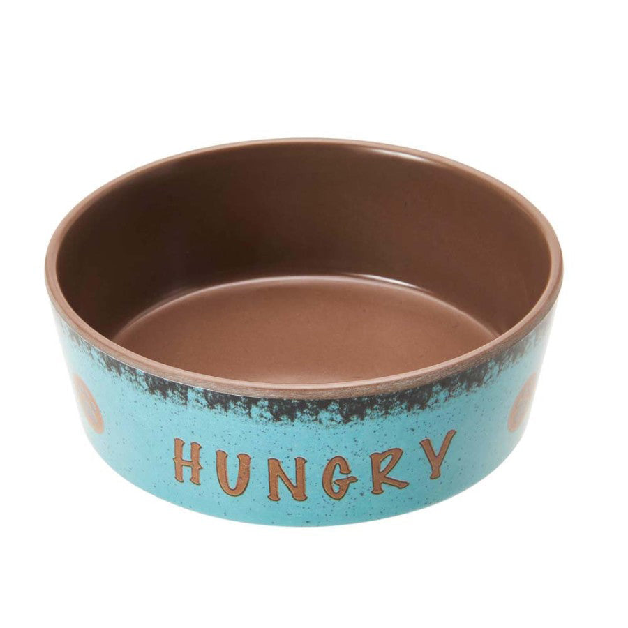 Spot Unbreak-A-Bowlz Stoneware Dog Bowl Turquoise/Tan Durable and Stylish Pet Dish