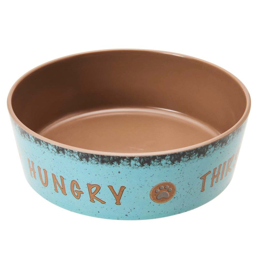 Spot Unbreak-A-Bowlz Stoneware Dog Bowl Turquoise/Tan Durable and Stylish Pet Dish