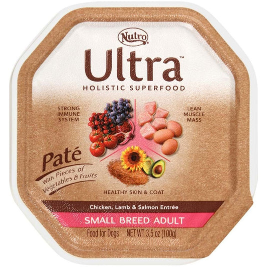 Nutro Products Ultra Grain Free Paté Adult Wet Dog Food Trio of Proteins from Chicken, Lamb & Whitefish Paté w/Superfoods 3.5oz 24pk