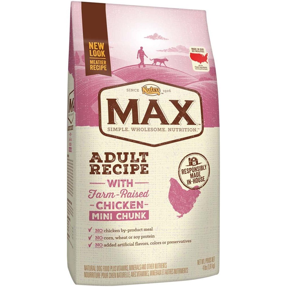 Nutro Products Max Adult Dry Dog Food Farm-Raised Chicken Mini Chunk 4lb