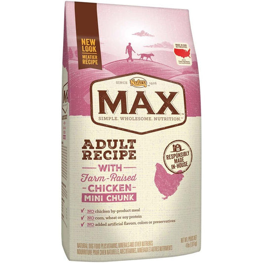 Nutro Products Max Adult Dry Dog Food Farm-Raised Chicken Mini Chunk 4lb