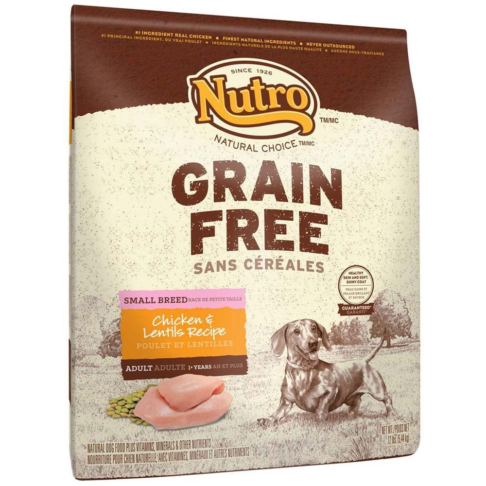 Nutro Grain Free Small Breed Adult Farm-Raised Chicken, Lentils And Sweet Potato Recipe Dry Dog Food 12 Pounds