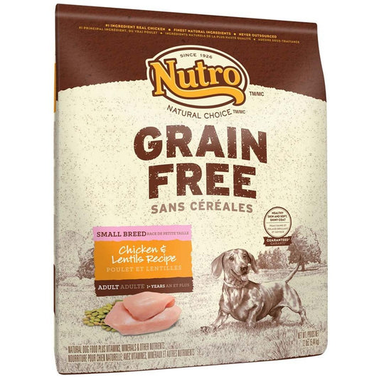 Nutro Grain Free Small Breed Adult Farm-Raised Chicken, Lentils And Sweet Potato Recipe Dry Dog Food 12 Pounds