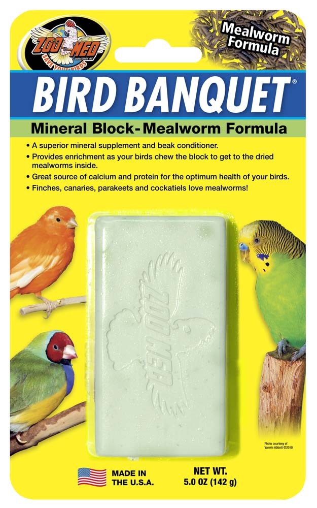 Zoo Med Bird Banquet Mealworm Formula Mineral Block Green