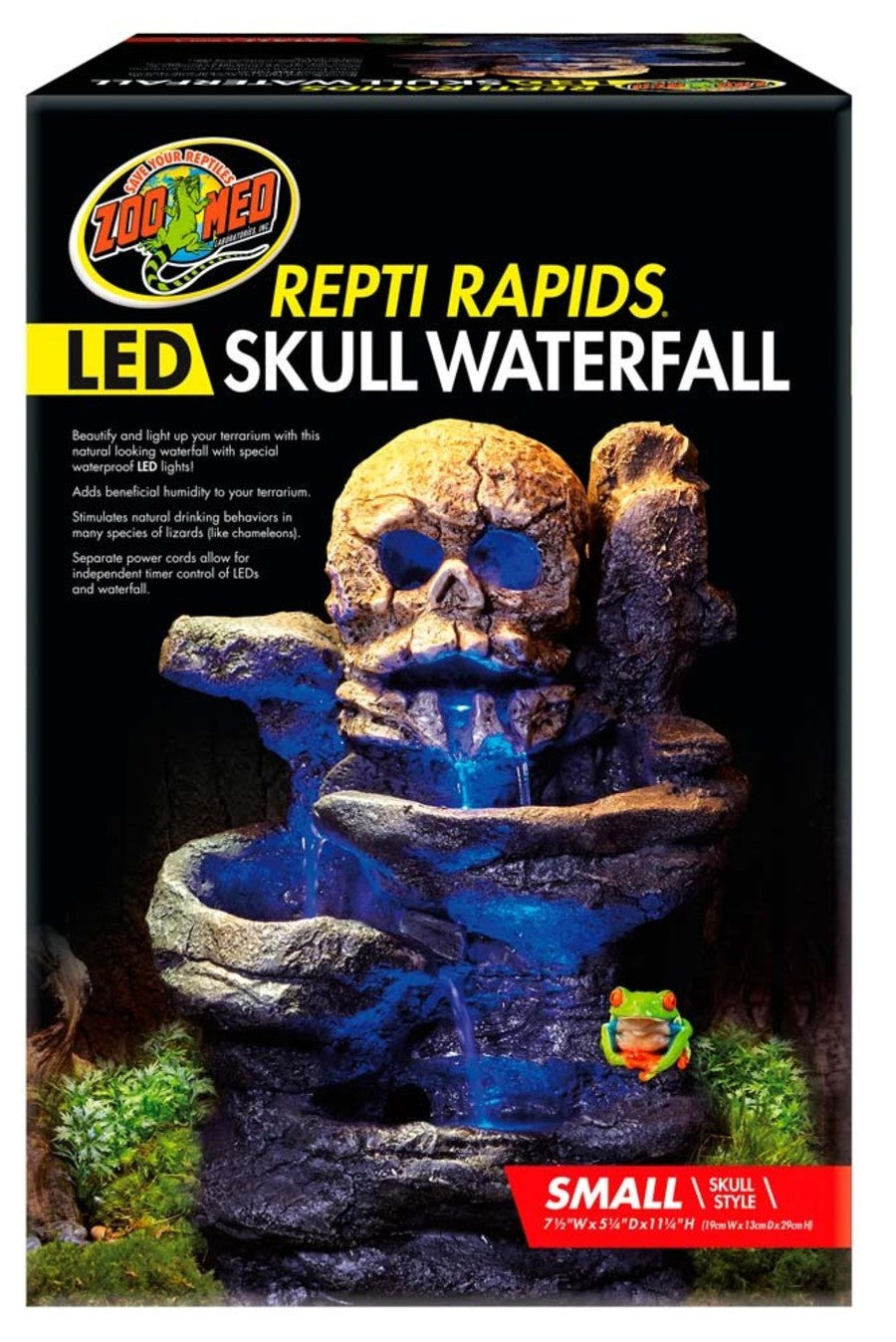 Zoo Med Repti Rapids LED Skull Waterfall Brown/Black