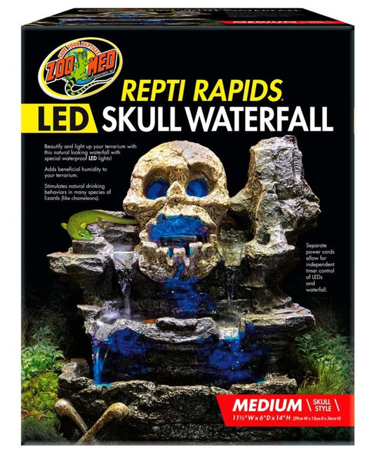 Zoo Med Repti Rapids LED Skull Waterfall Brown/Black