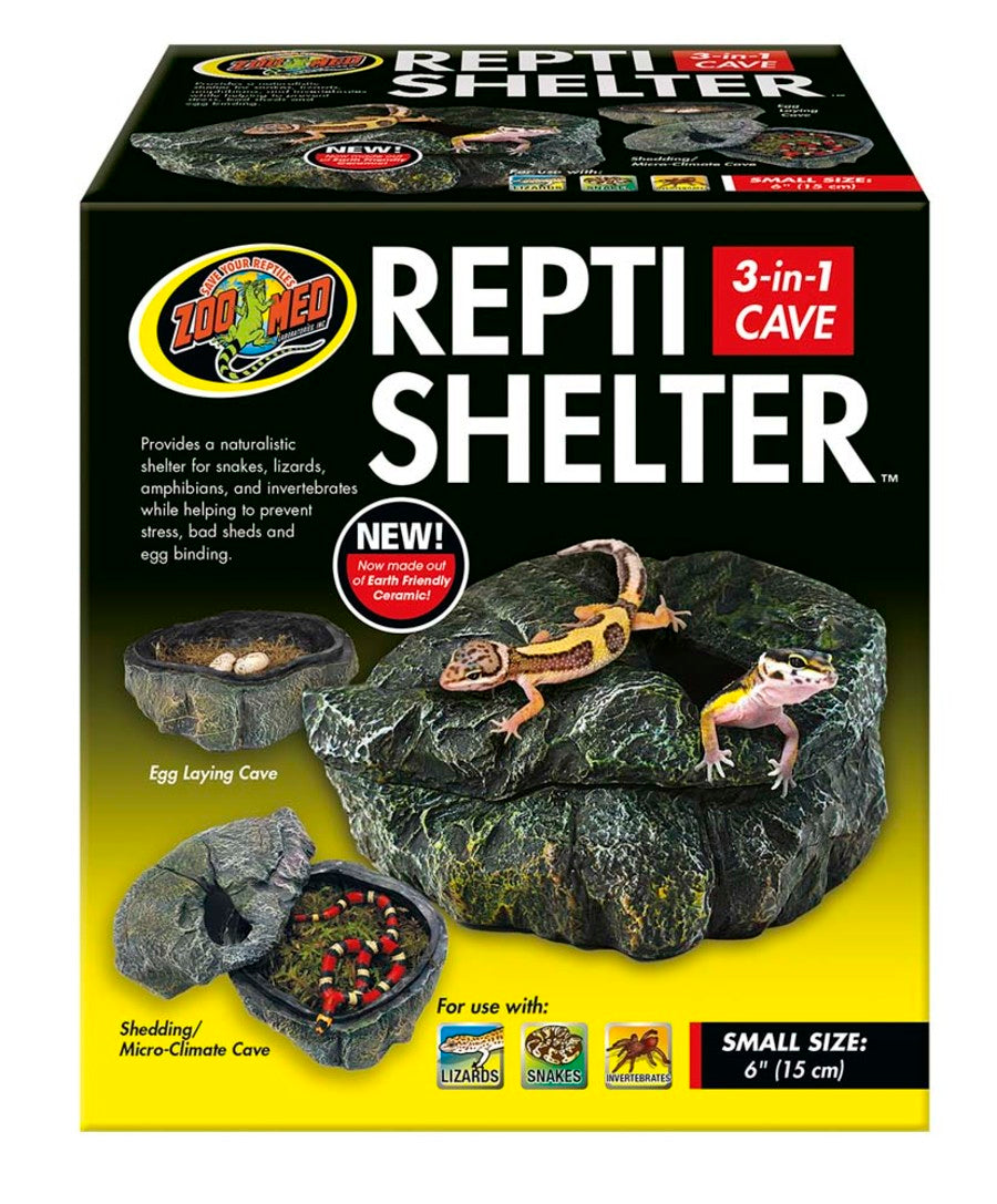 Zoo Med Repti Shelter 3in1 Cave Terrarium Hideaway Black
