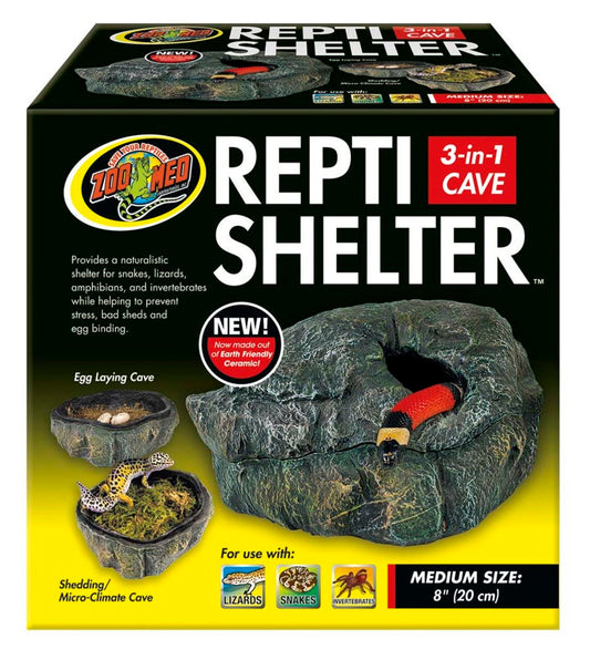 Zoo Med Repti Shelter 3in1 Cave Terrarium Hideaway Black