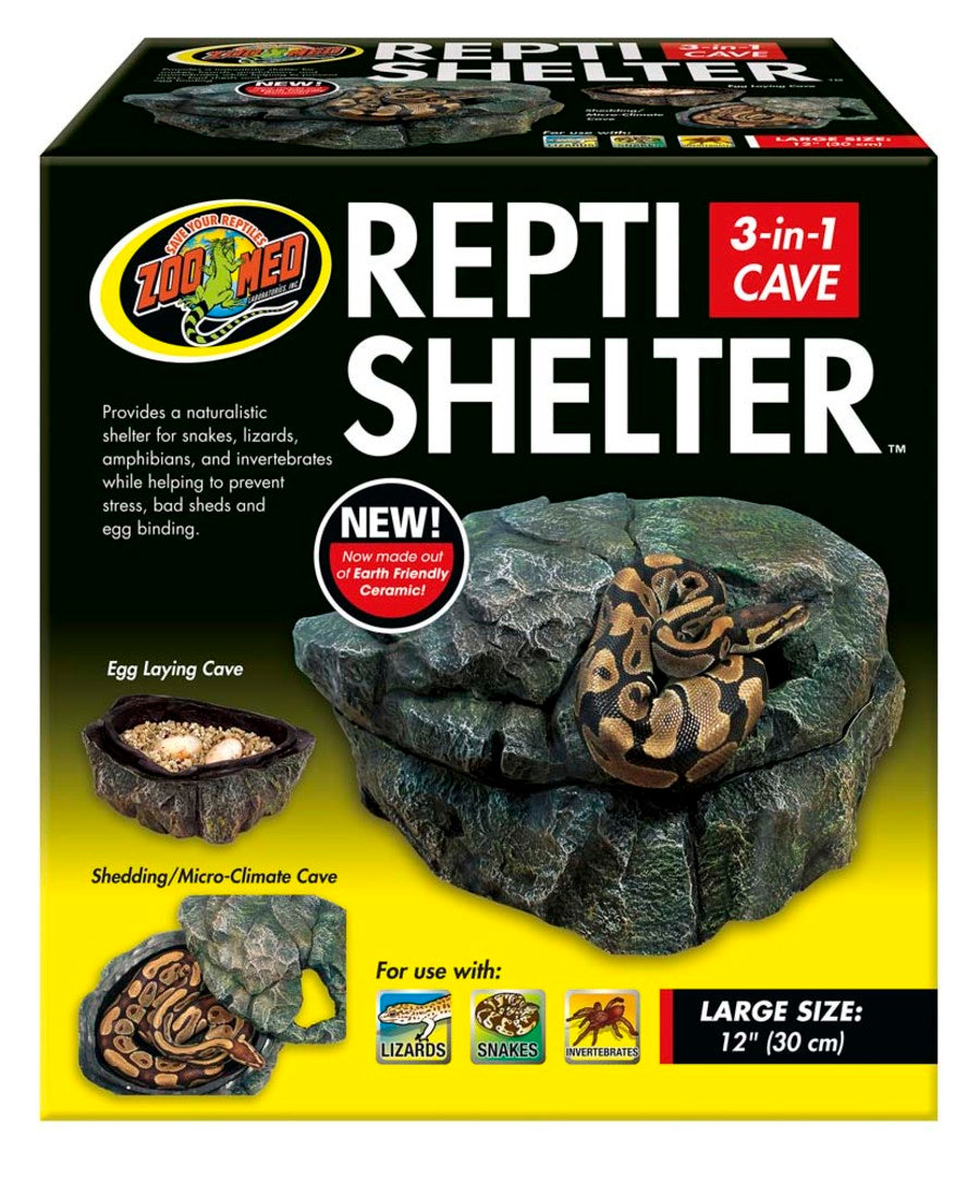 Zoo Med Repti Shelter 3in1 Cave Terrarium Hideaway Black