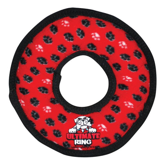 Tuffy Ultimate Ring Durable Dog Toy Red Paw 1ea/11 in