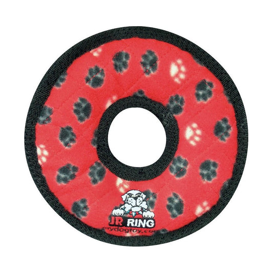 Tuffy Jr Ring Durable Dog Toy Red Paw 1ea/7 in