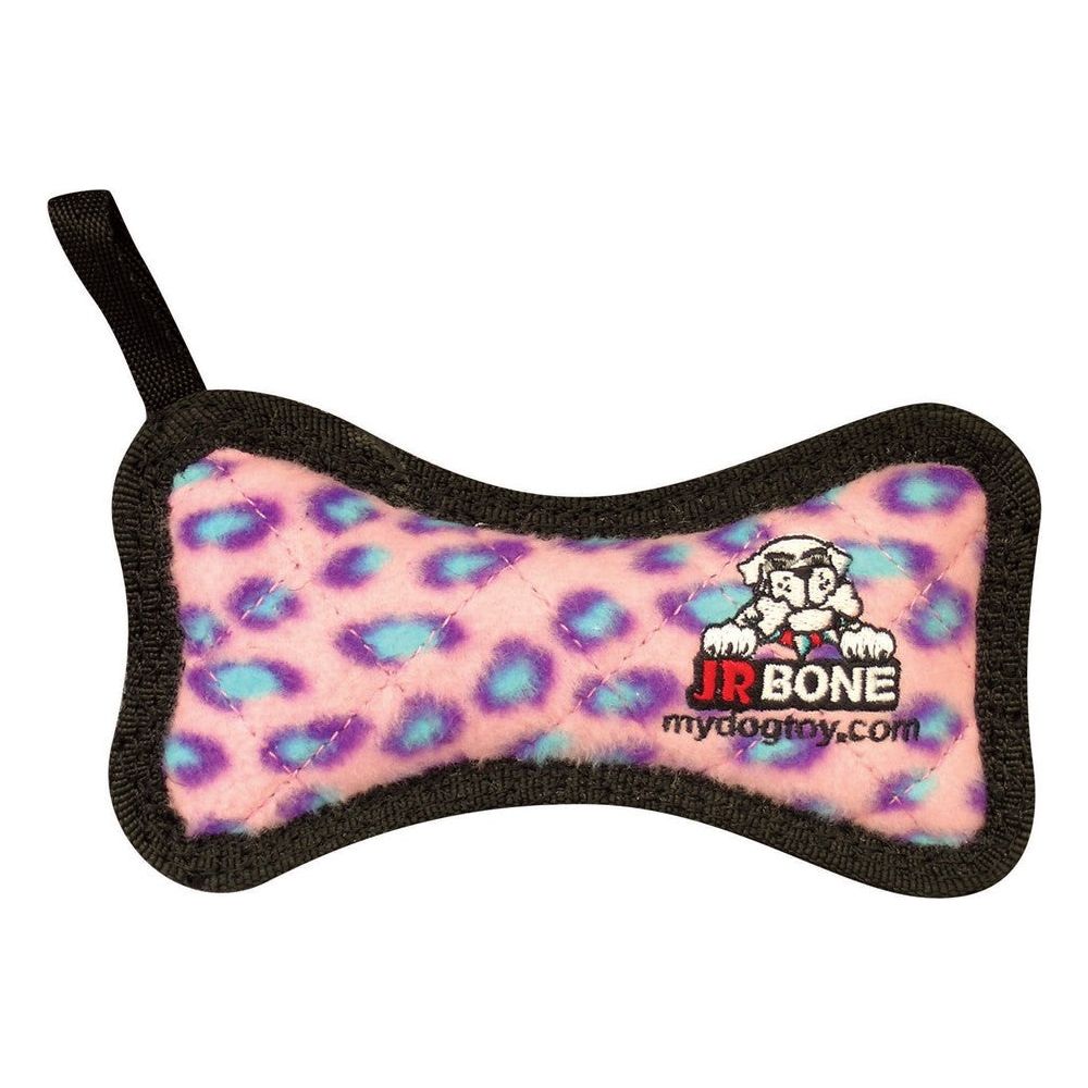 Tuffy Jr Bone Durable Dog Toy Pink Leopard 1ea/6.2 in