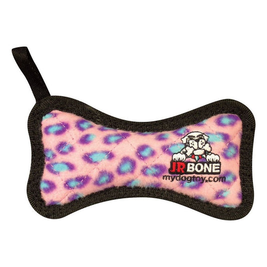 Tuffy Jr Bone Durable Dog Toy Pink Leopard 1ea/6.2 in