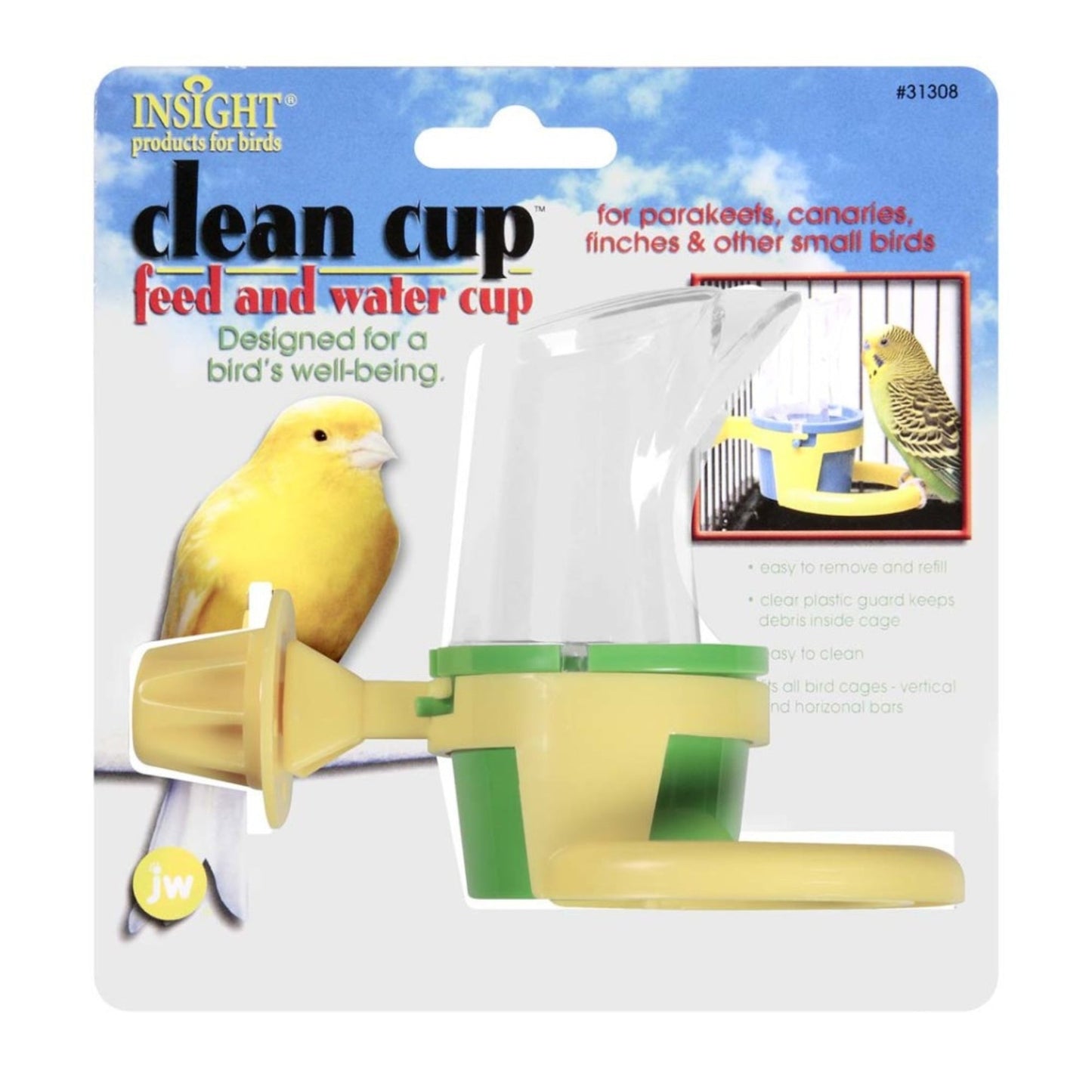 JW Pet Clean Cup Bird Feed and Water Cup Assorted 1ea/SM, 2 oz