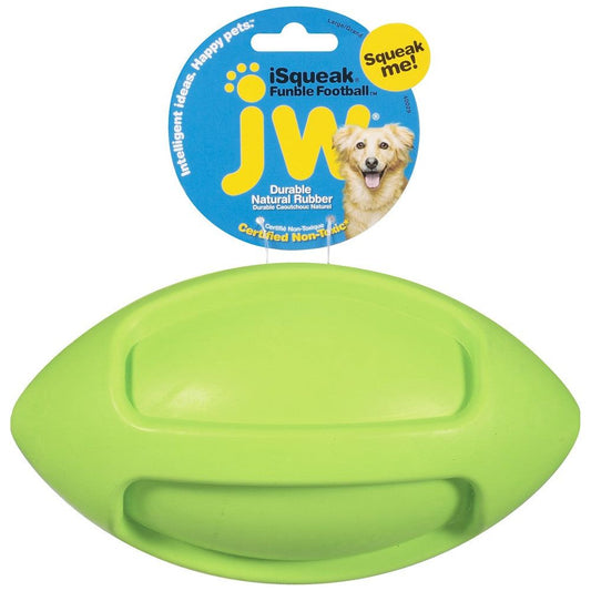 JW Pet iSqueak Funble Dog Toy Football Assorted Durable Squeaky Play Toy for Dogs