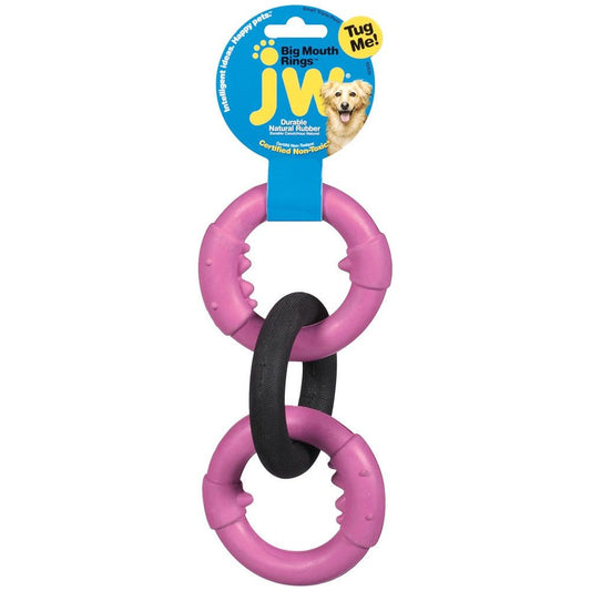 JW Pet Big Mouth Triple Ring Dog Toy Multi-Color Durable Chew Toy for Dogs