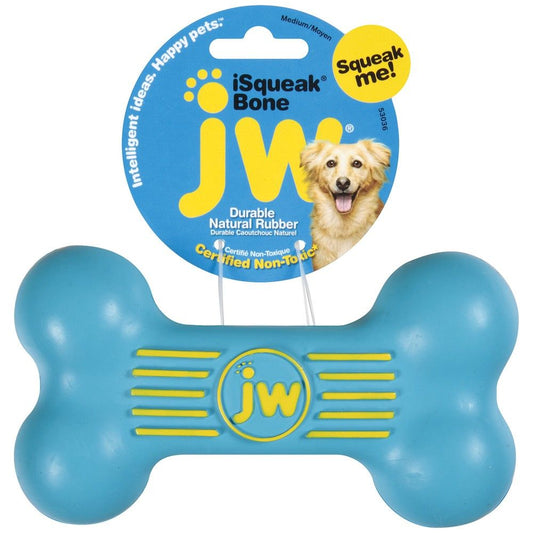 JW Pet iSqueak Bone Dog Toy Assorted Size Durable Squeaky Chew Toy for Dogs