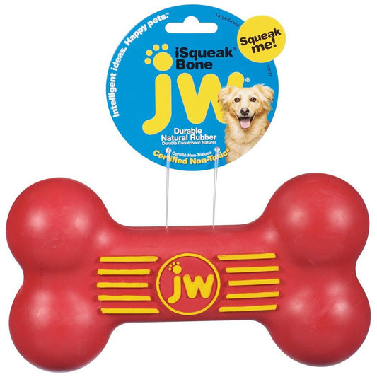 JW Pet iSqueak Bone Dog Toy Assorted Size Durable Squeaky Chew Toy for Dogs
