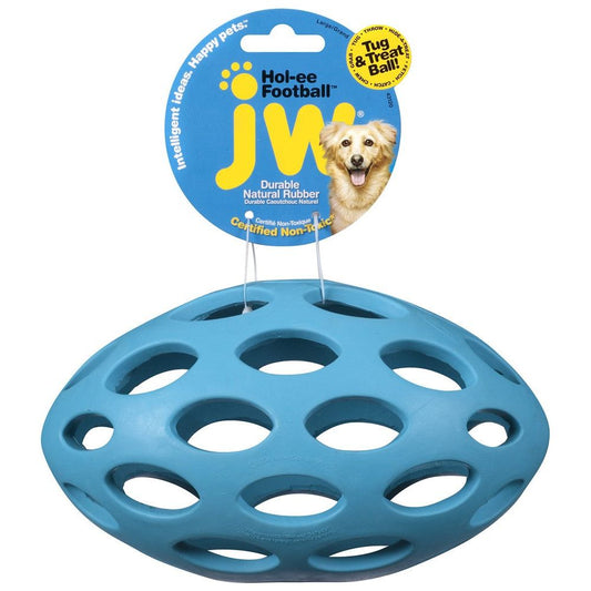 JW Pet Hol-ee Football Dog Toy Assorted Durable Rubber Ball for Fetch and Chewing