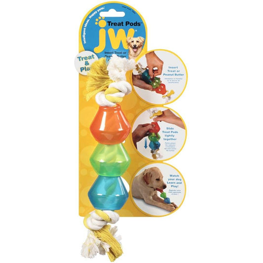 JW Pet Treat Pod Rope Dog Toy 1ea Durable Interactive Chew Toy for Dogs