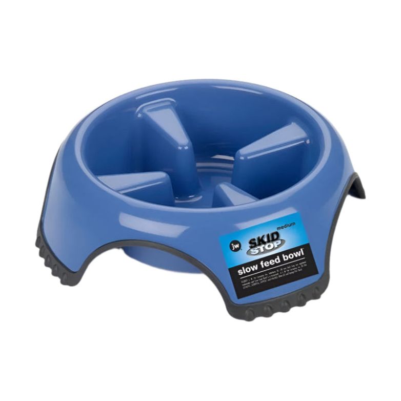 JW Pet Skid Stop Slow Feed Dog Bowl Assorted Size Single Bowl