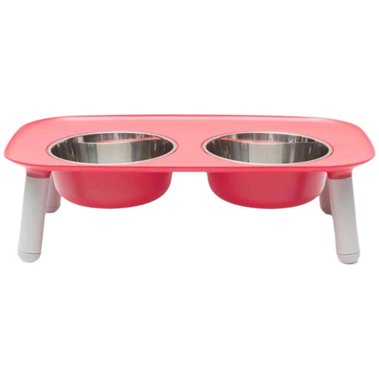 Messy Mutts Dog Double Feeder Elevated Red