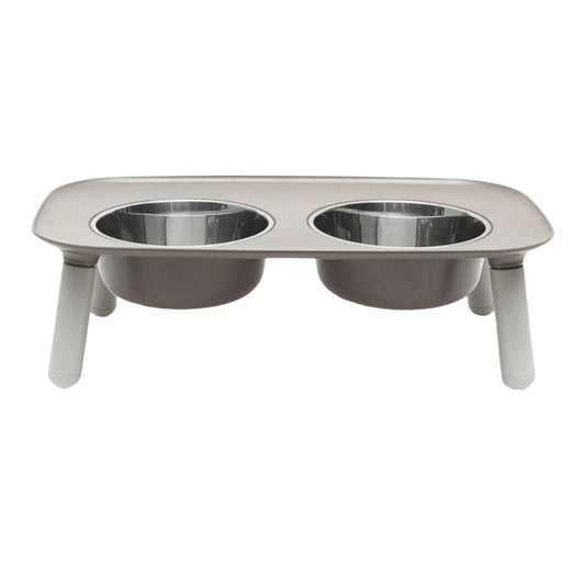 Messy Mutts Dog Double Feeder Elevated Grey