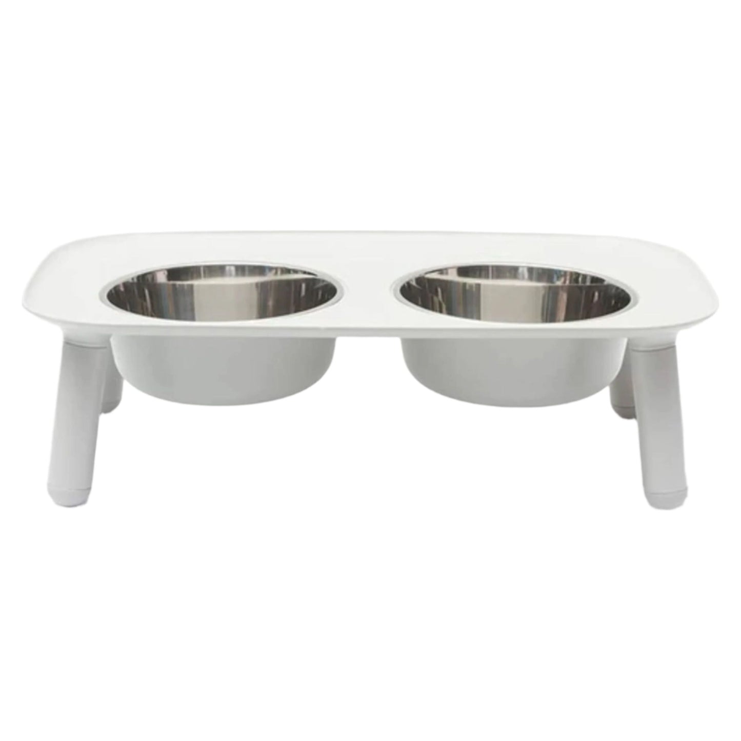 Messy Mutts Dog Double Feeder Elevated Light Grey