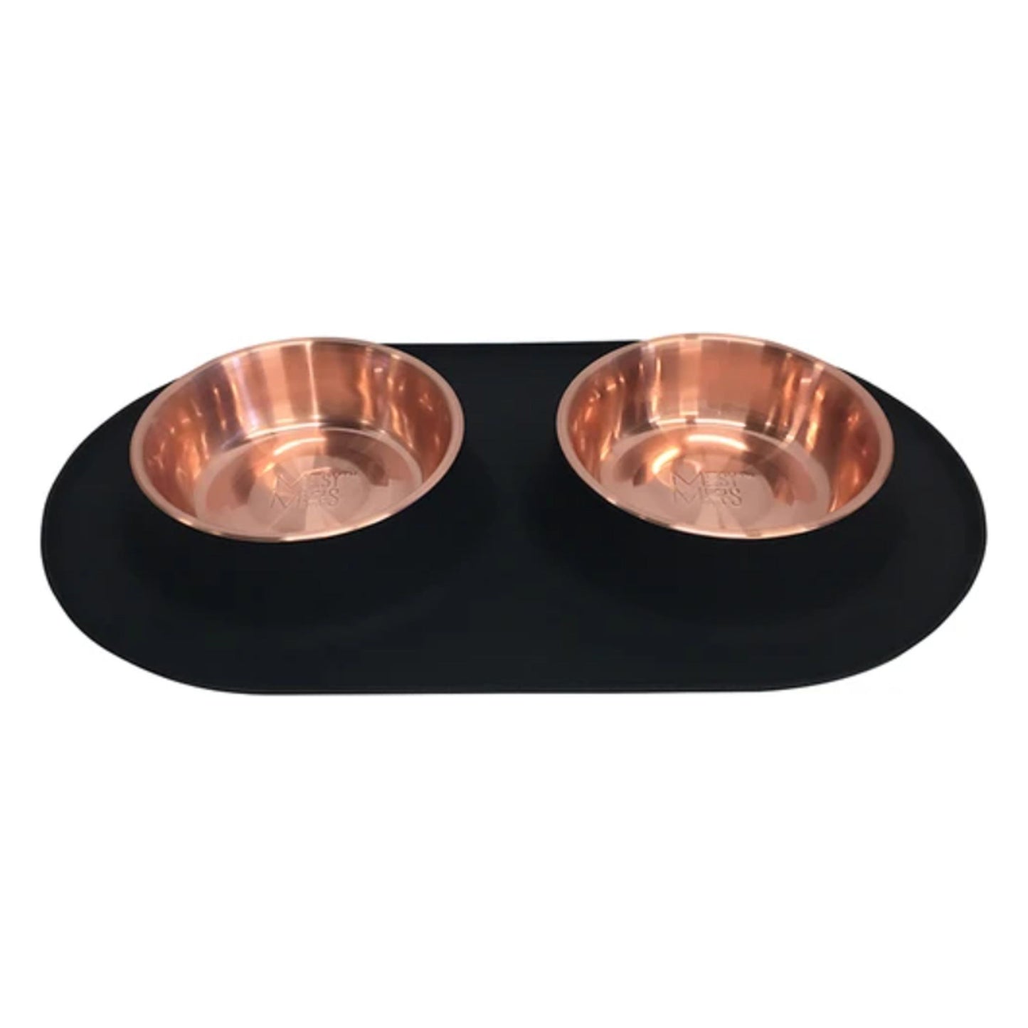 Messy Mutts Dog Silicone Double Feeder With Copper Accents for Medium and Large Dogs