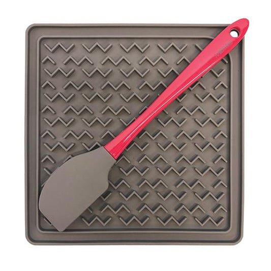 Messy Mutts Dog Lick Mat Silicone Interactive Feeder with Spatula for Messy Eaters