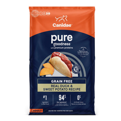 CANIDAE PURE Goodness Grain-Free LID Dry Dog Food Duck & Sweet Potato