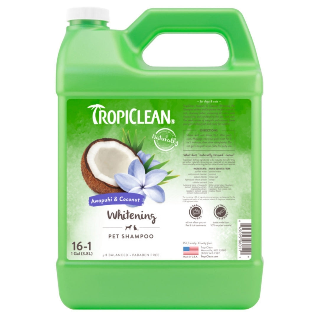 TropiClean Awapuhi & Coconut Whitening Shampoo for Pets Grooming and Coat Care
