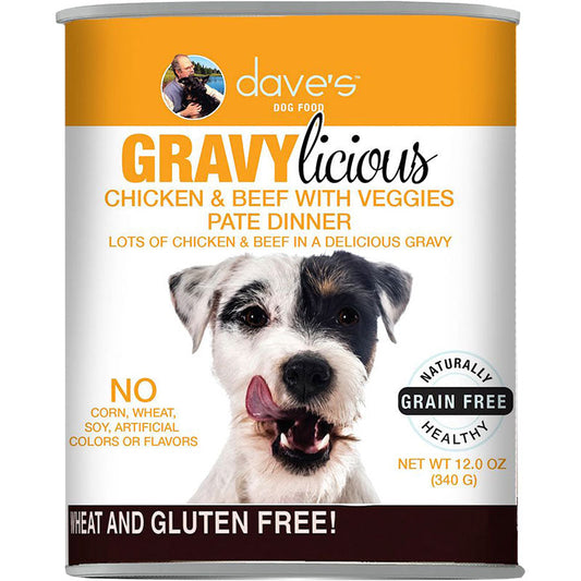 Dave's Dog Grain Free Gravylicious Chicken And Beef 12oz. (Case of 12)