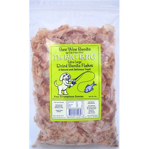 Cat-Man-Doo Bow Wow Bonito -Big Bag - 4oz. Extra Large Dried Bonito Flakes