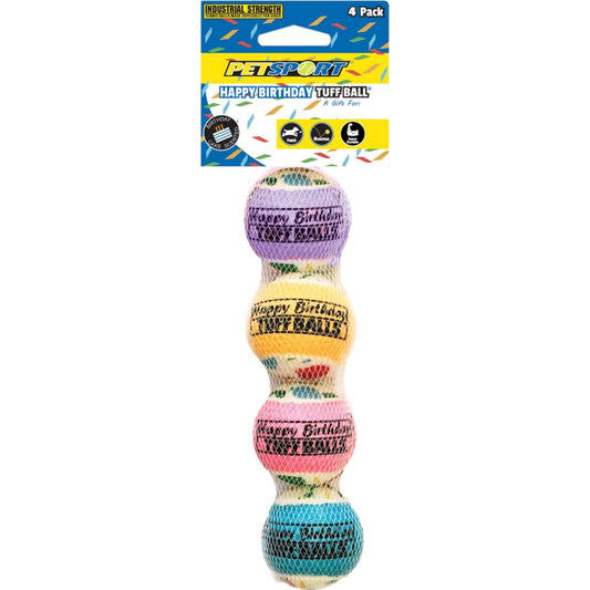Petsport USA Happy Birthday Ball Jr. Dog Toy Assorted 1ea/4 pk, 1.8 in