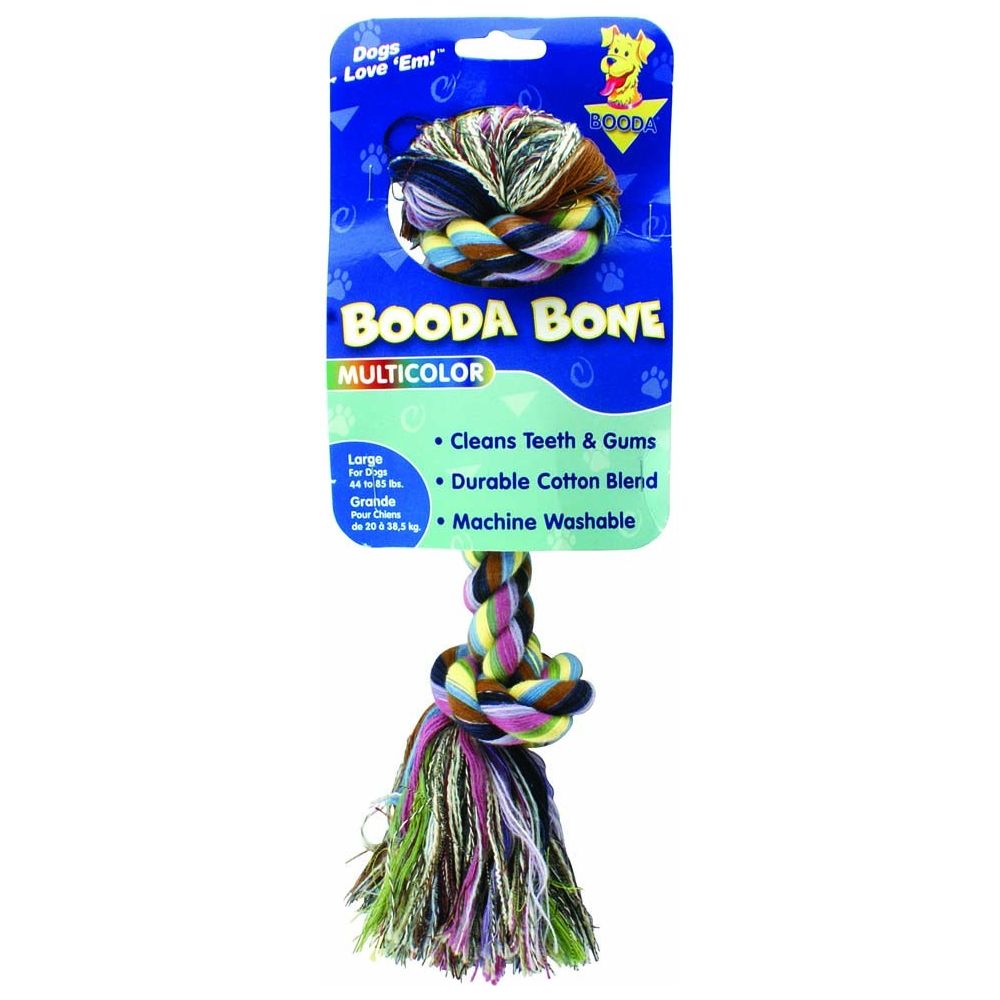 Booda 2-Knot Rope Bone Dog Toy Multi-Color Durable Chew Toy for Dogs
