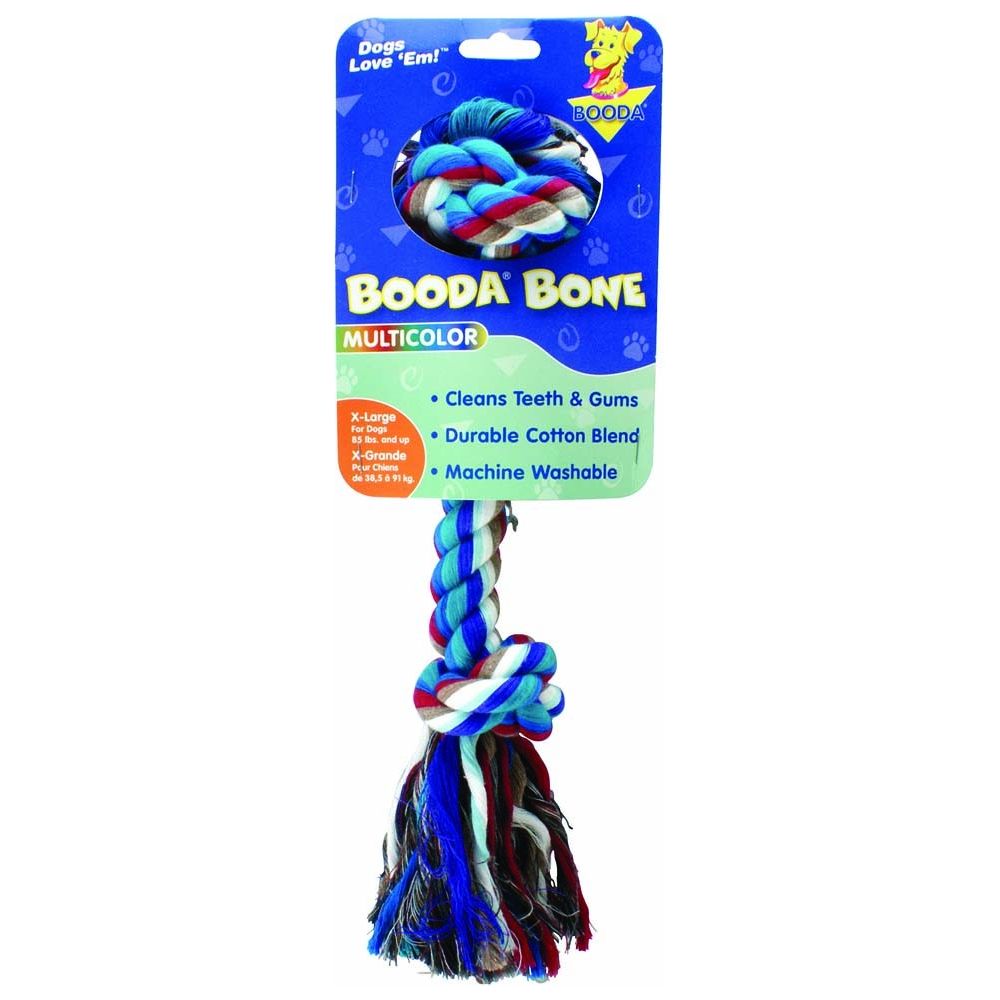 Booda 2-Knot Rope Bone Dog Toy Multi-Color Durable Chew Toy for Dogs