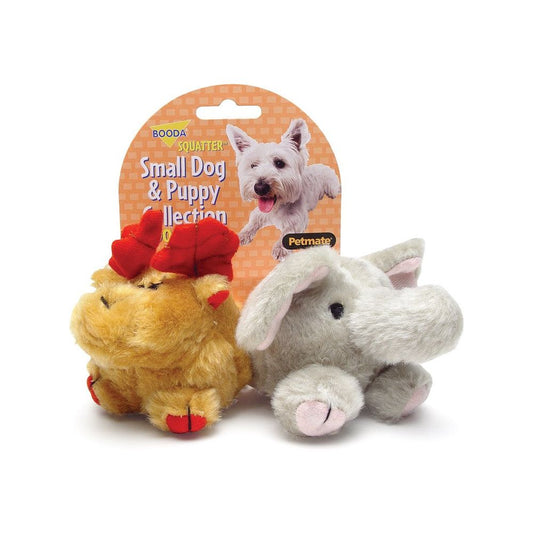Booda Squatter Moose/Elephant Small Dog & Puppy Toy Multi-Color 1ea/SM, 2 pk