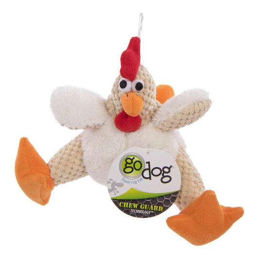 Godog Checkers Sitting Rooster Dog Toy Durable Chew Toy for Dogs