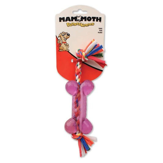 Mammoth Pet Products Cloth Dog Toy Rope w/TPR Bone Assorted 1ea/SM