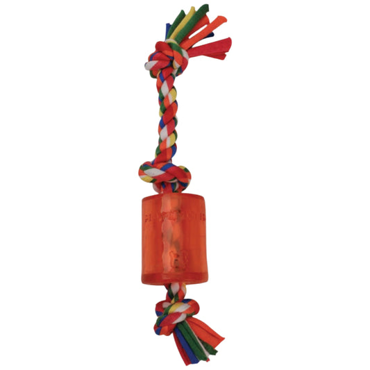 Mammoth Pet Products Cloth Rope Dog Toy 3 Knot Tug with TPR Squeaker Multi-Color 1ea/10 in, SM