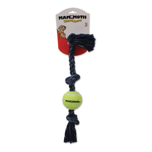 Mammoth Pet Products Denim 3 Knot Tug with Ball Dog Toy Grey 1ea/20 in, MD