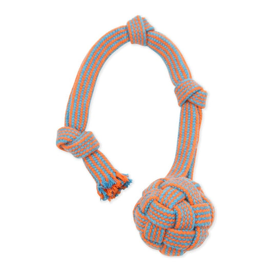 Mammoth Pet Products EXTRA Flossy Webbing Ball with Fling Handle Dog Toy